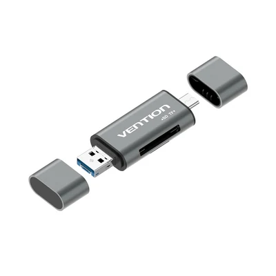 Czytnik kart SD/microSD Vention USB-C 3.0, szary
