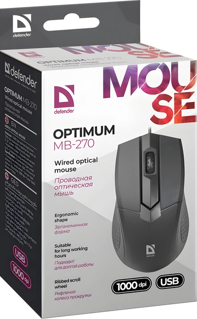 Mysz optyczna Defender Optimum MB-270, 1000 dpi, 3 przyciski