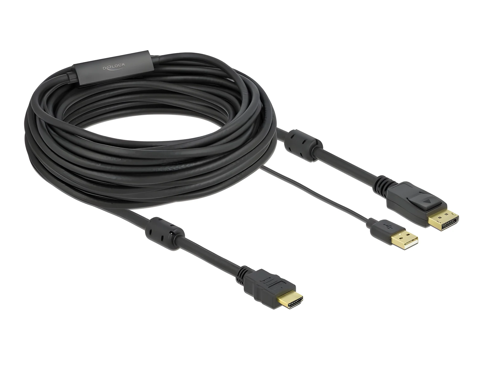 Kabel HDMI do DisplayPort Delock 4K, 10m, zasilany USB, czarny