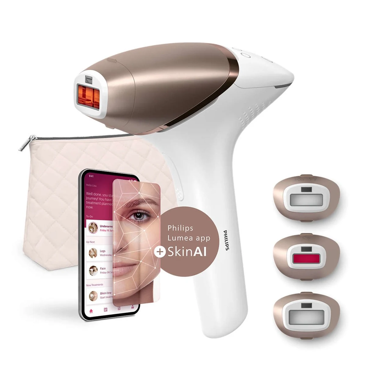 Depilator światłem Philips Lumea BRI 973/00 - 450000 błysków, biały, różowy złoty
