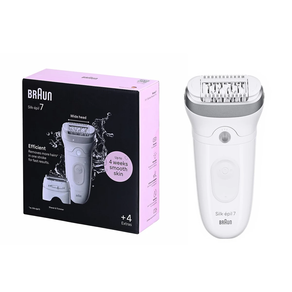 Depilator white SE7-041 Braun - bezprzewodowy, 3 końcówek