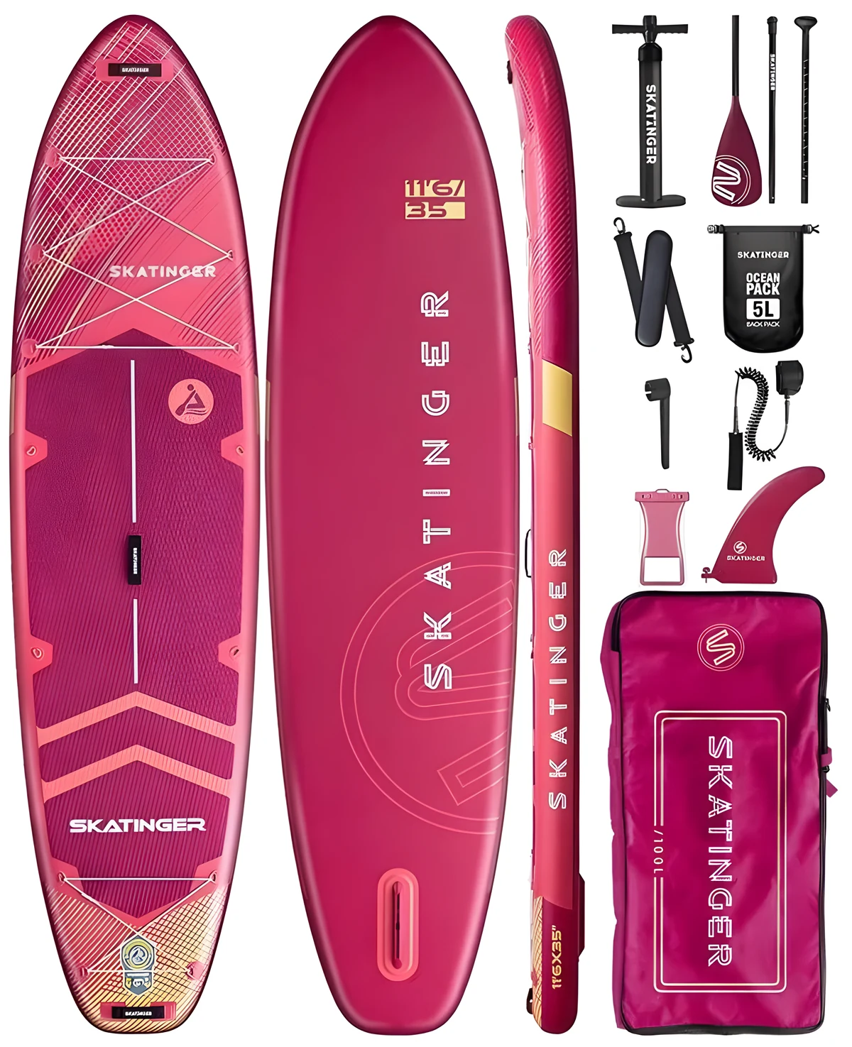 Deska SUP SKATINGER Prana Meteor Red 350x89x15 cm