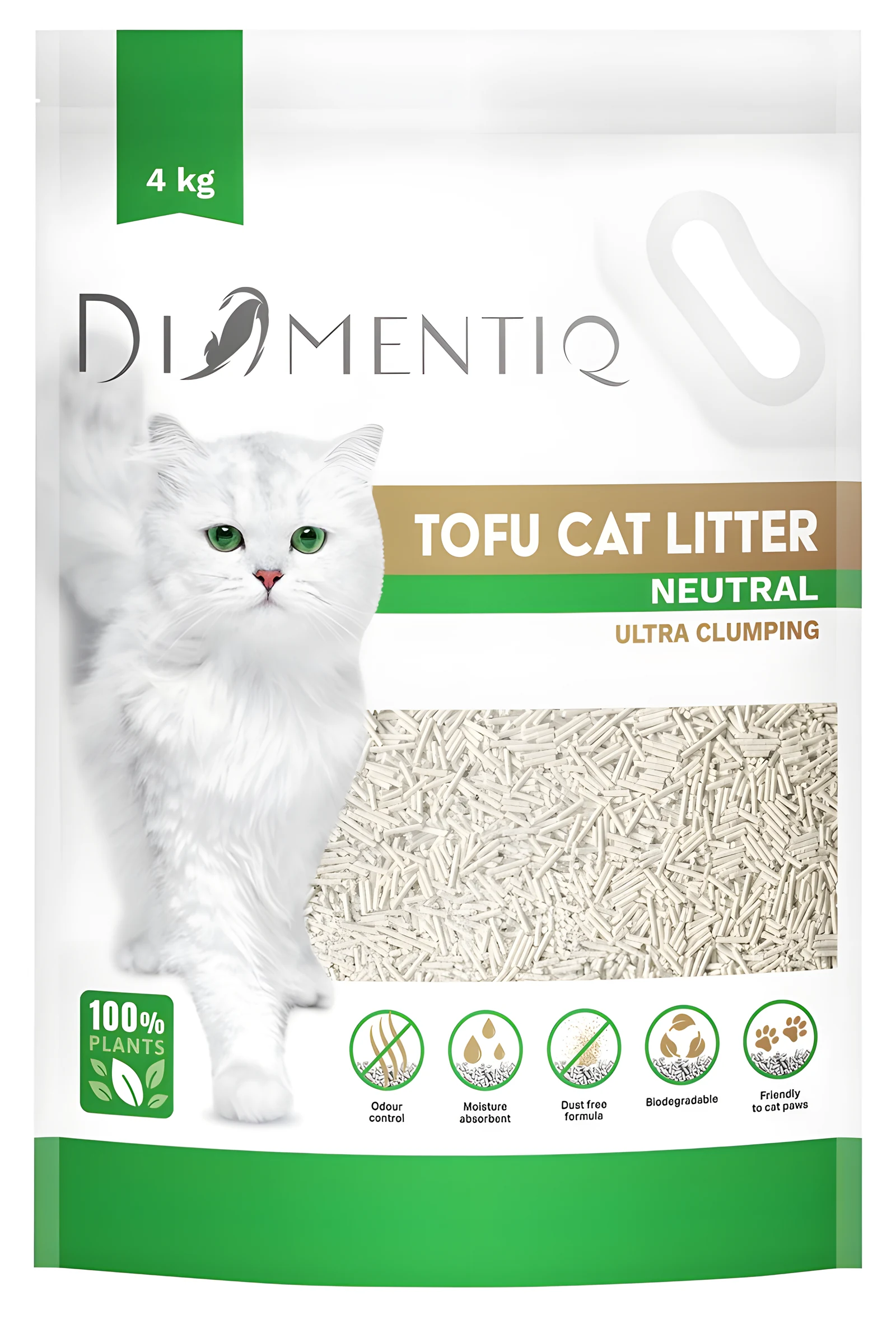 Żwirek dla kota DIAMENTIQ Tofu 4 kg Naturalny — zdjęcie 1 z 8