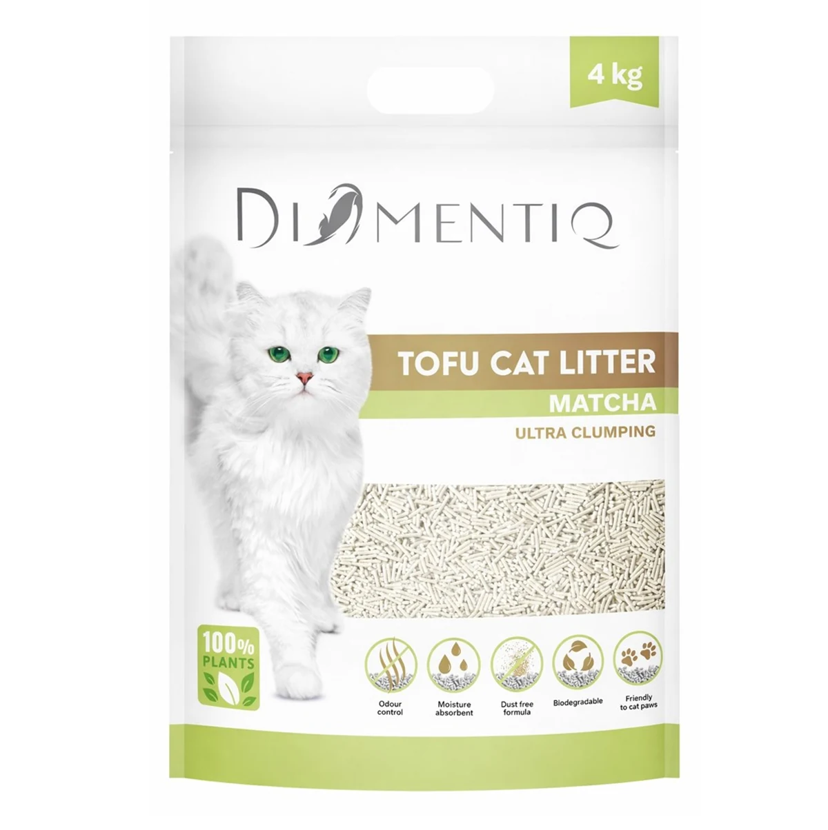 DIAMENTIQ Żwirek Tofu zbrylający 4 kg MATCHA
