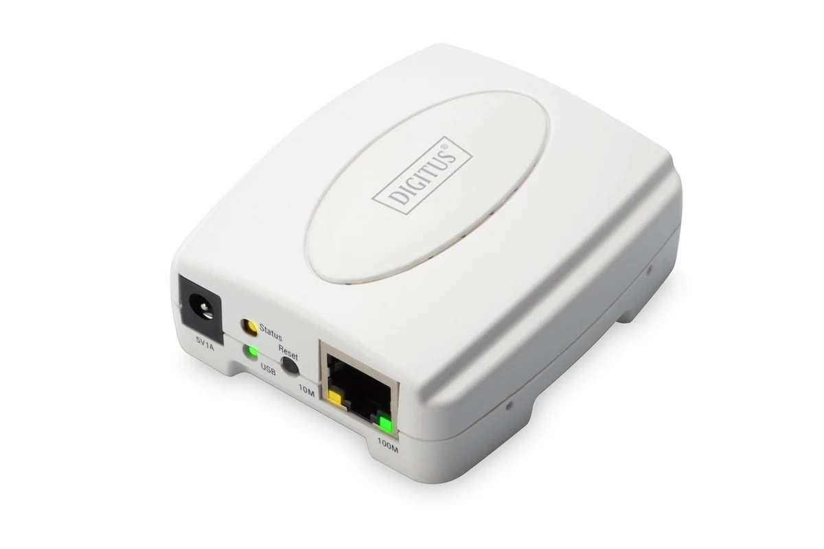 Serwer wydruku DIGITUS LAN 1xUSB 2.0 1xRJ45 10/100 Mbps