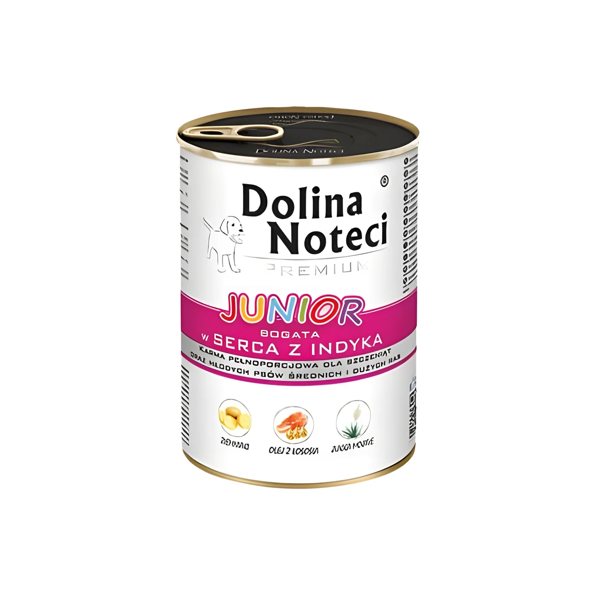DOLINA NOTECI Premium Junior bogata w serca z indyka - mokra karma dla szczeniąt ras średnich i dużych - 400g