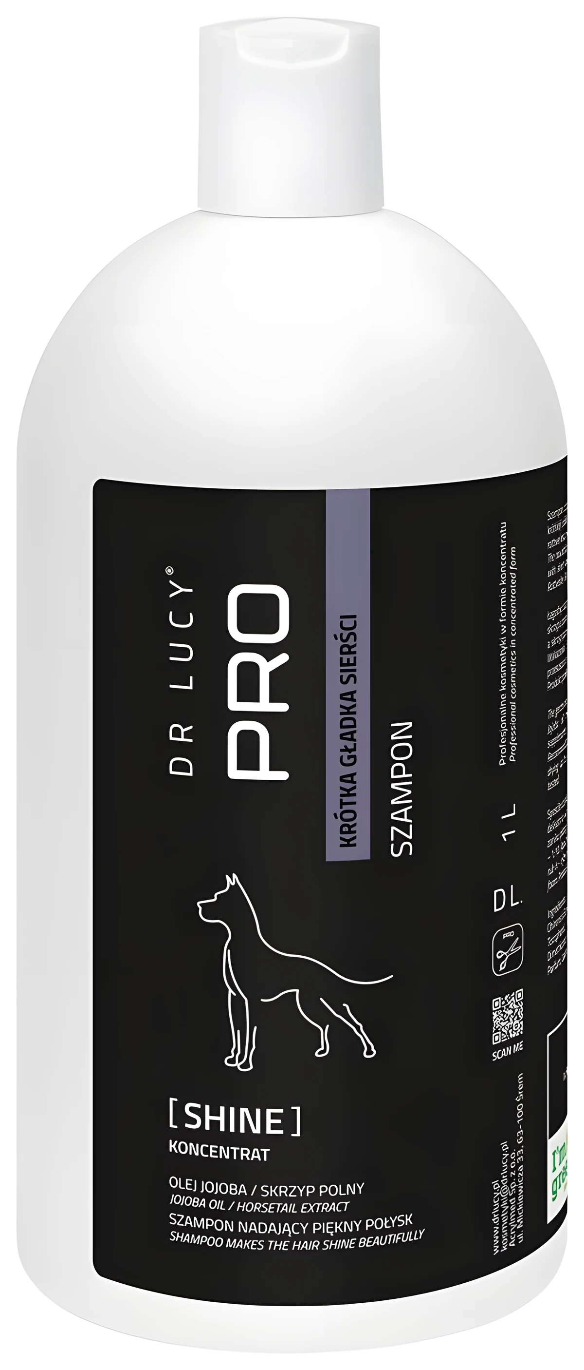 Dr Lucy - PRO SHINE 1 l - odżywczy, nawilżający szampon dla psów i kotów krótkowłosych