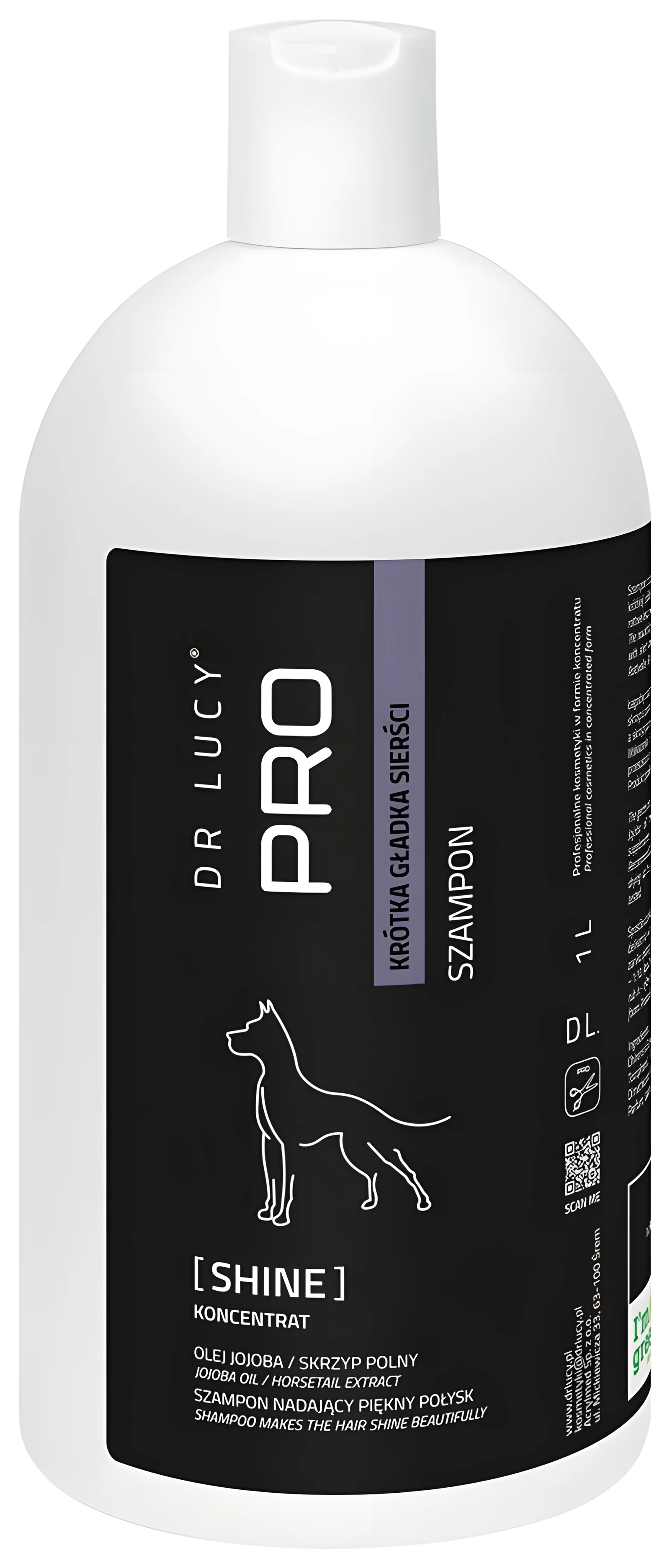 Dr Lucy - PRO SHINE 1 l - odżywczy, nawilżający szampon dla psów i kotów krótkowłosych