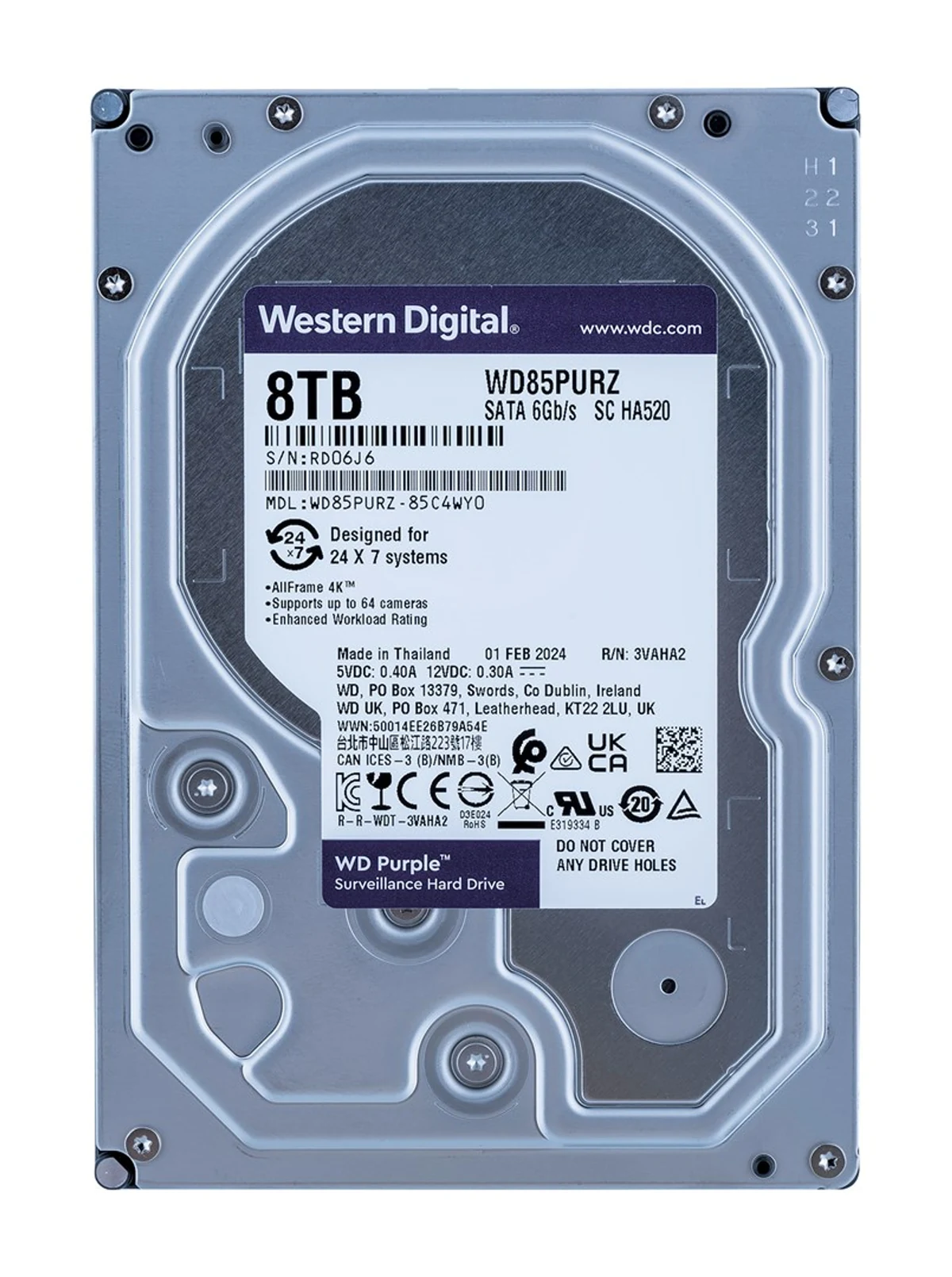 Dysk HDD WD Purple WD85PURZ 8 TB 3.5"