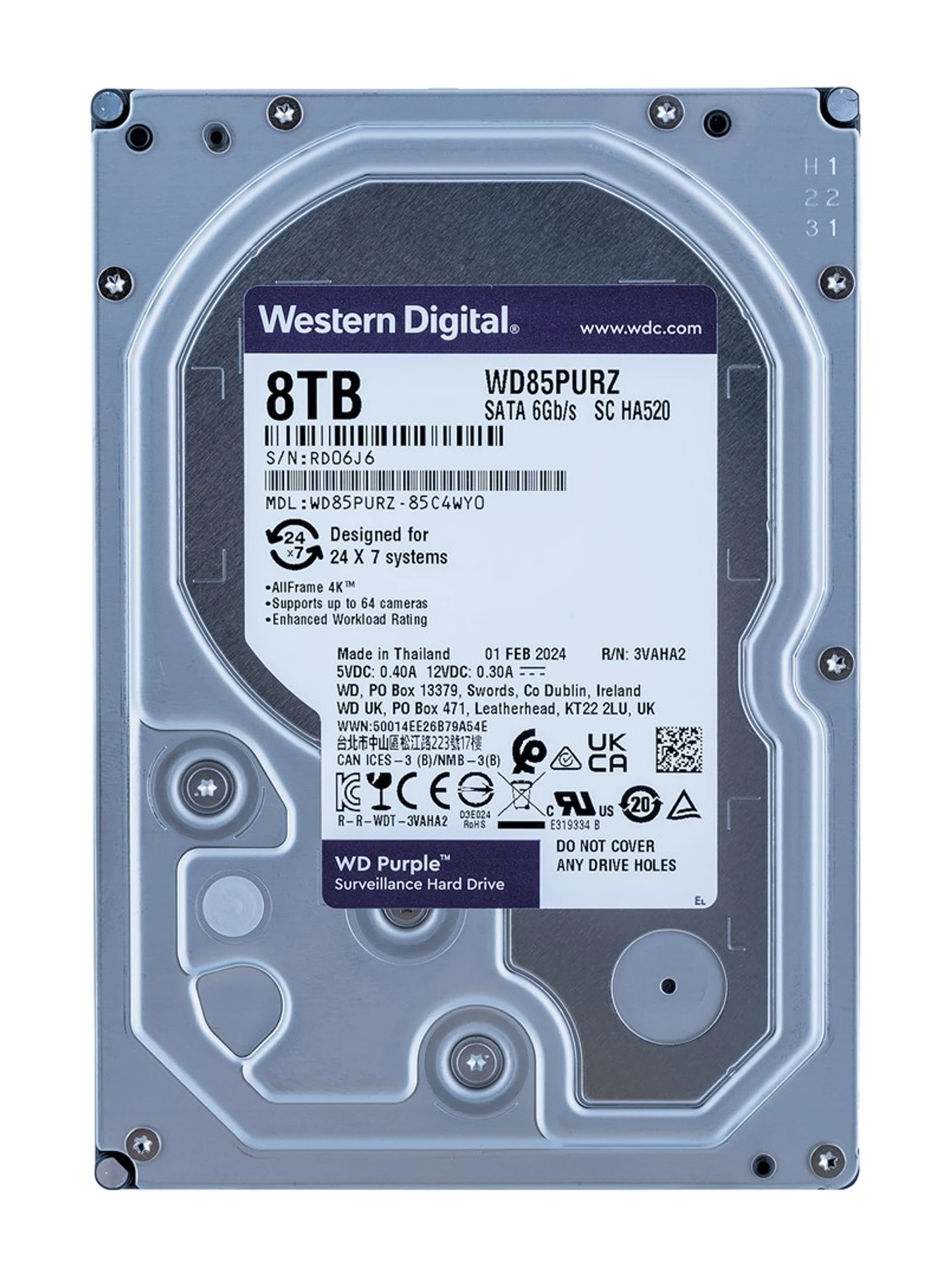 Dysk HDD WD Purple WD85PURZ 8 TB 3.5" — zdjęcie 1 z 5