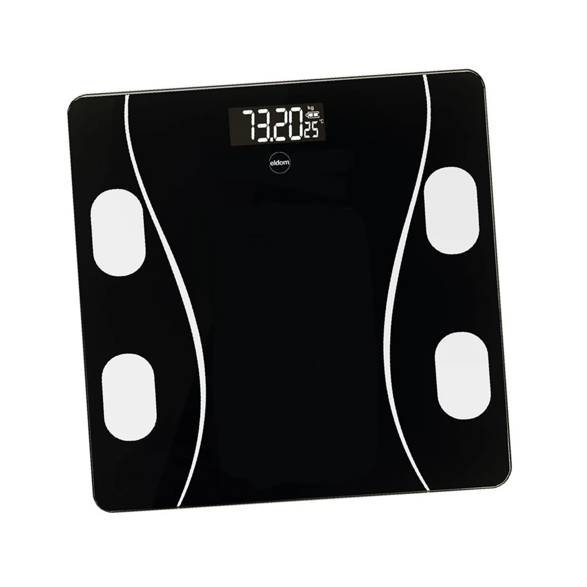 ELDOM INTELIGENTNA WAGA OSOBOWA TWO610 ILIIE DO 180 KG, WSKAŹNIK BMI ,BMR,LBM APLIKACJA KOMPATYBILNA Z SYSTEMAMI ANDROID ORAZ