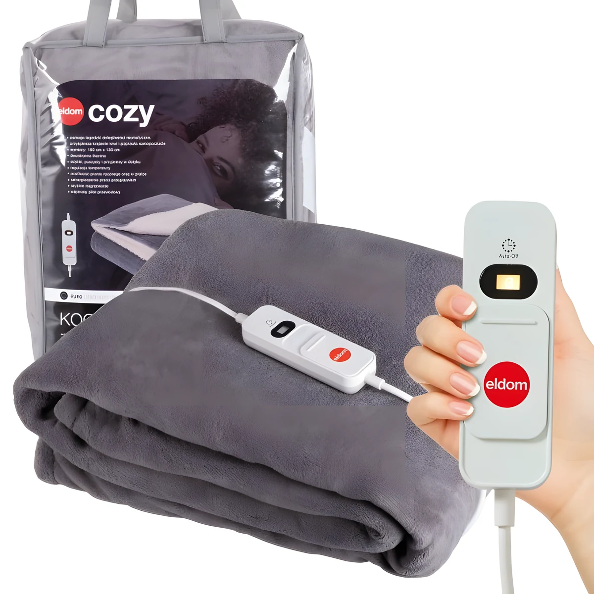 ELDOM KOC ELEKTRYCZNY KT200 KOZY 120W, PILOT PRZEWODOWY, TRZY POZIOMY PRACY, REGULACJA TEMP. SZYBKIE NAGRZEWANIE