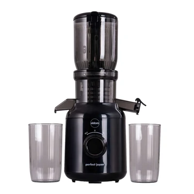 Wyciskarka wolnoobrotowa ELDOM PJ350 250 W, czarna, z dwoma filtrami nowej generacji Heavy Press