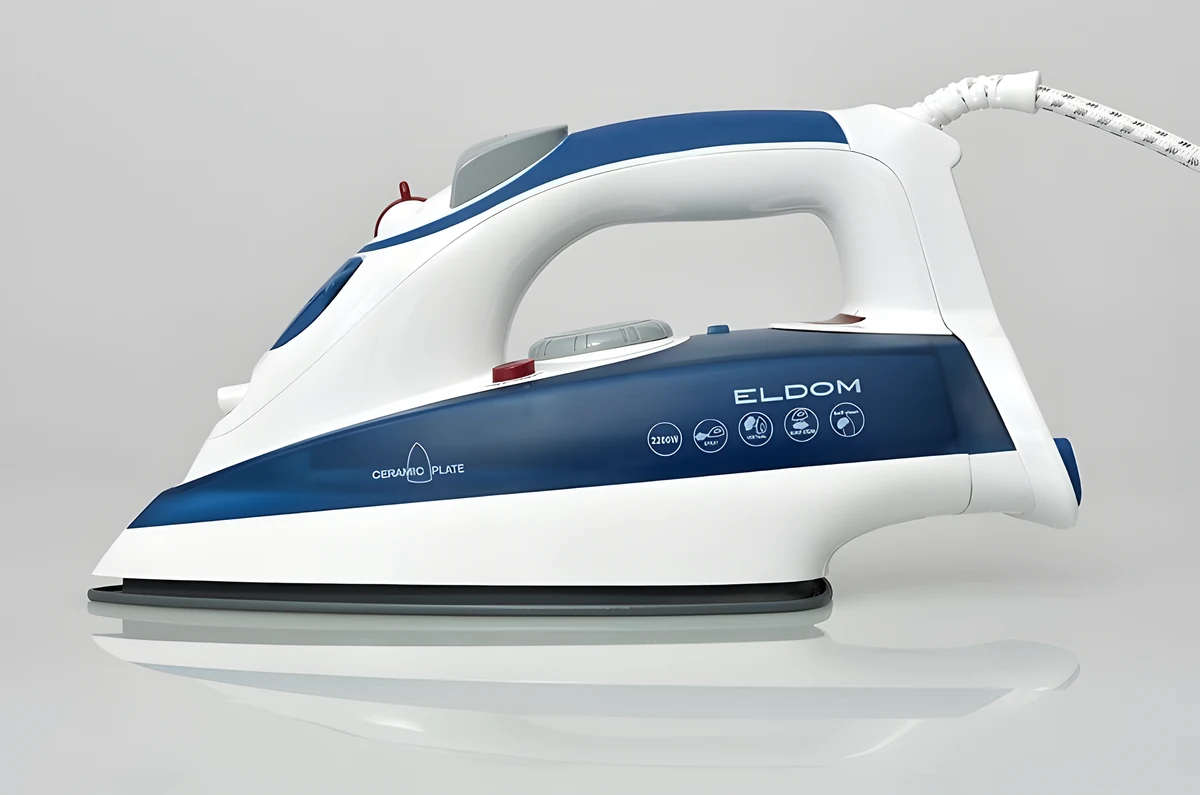 Żelazko parowe ELDOM DA36 PRESS 2200W z ceramiczną stopą, funkcją Anti-Drip, samooczyszczającą stopą, wyrzutem pary 20 g/min i uderzeniem pary.