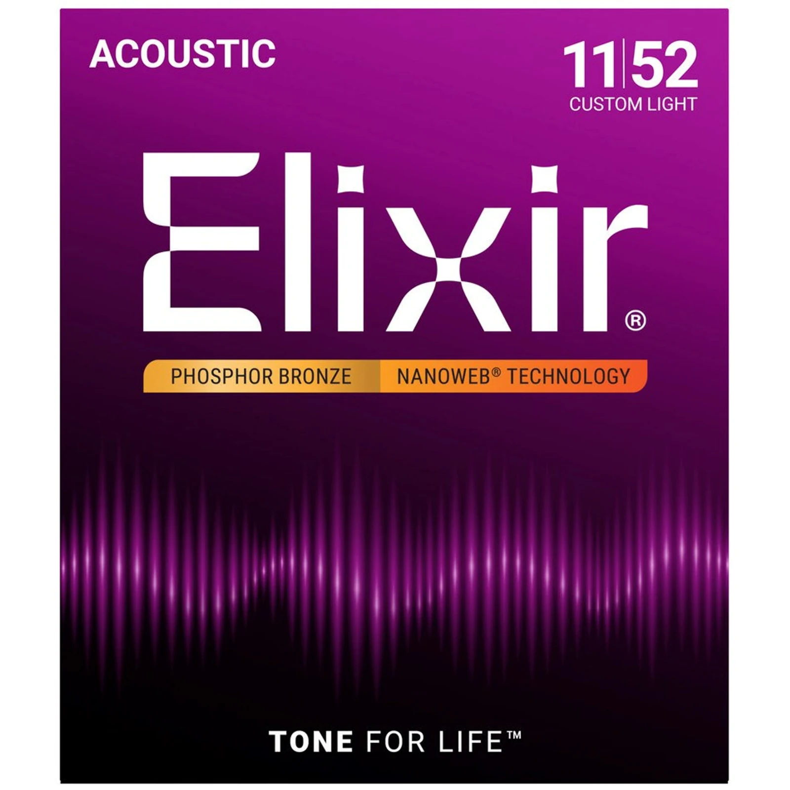 Elixir 16027 Phosphor Bronze Custom Light (11-52) NW - Struny do gitary akustycznej — zdjęcie 1 z 2