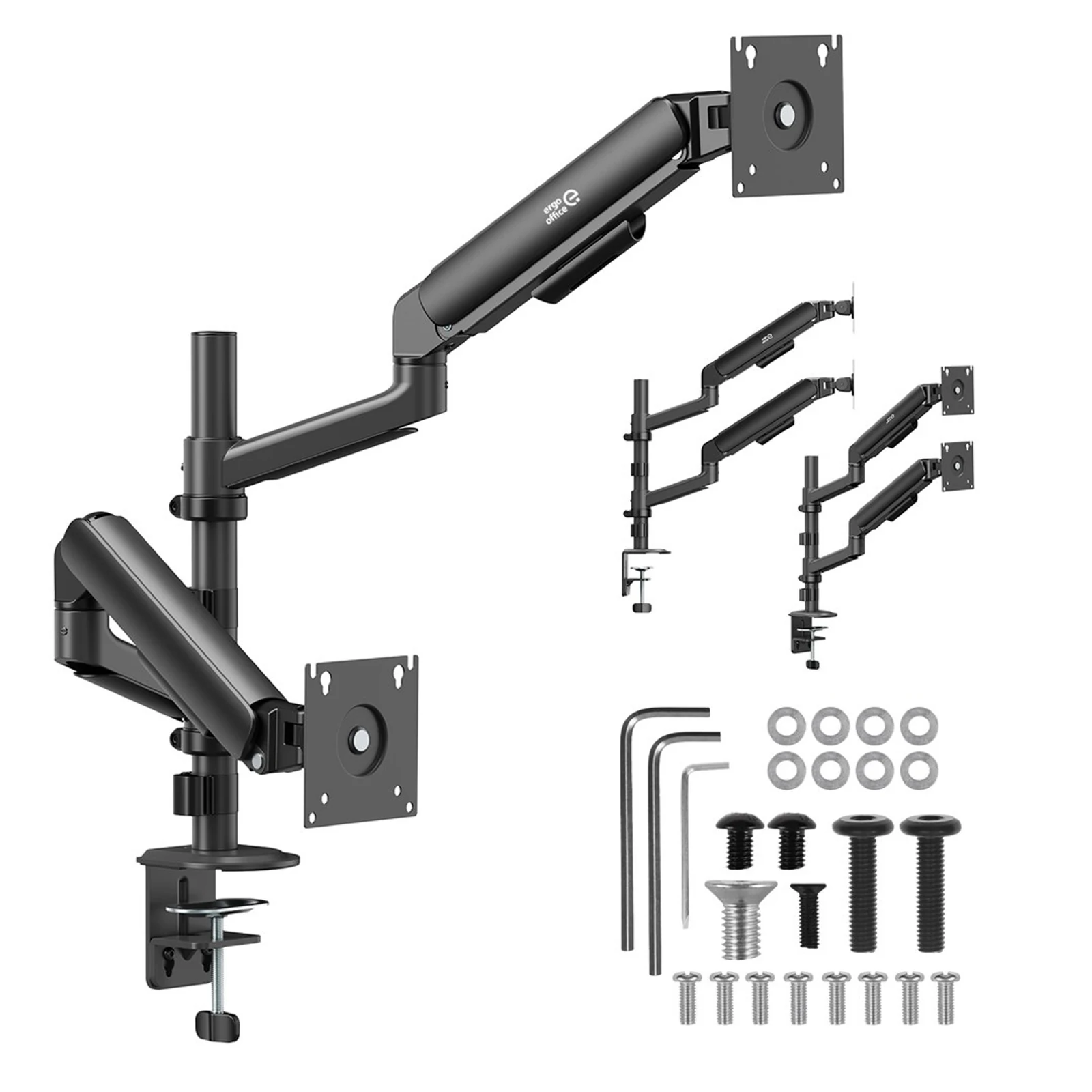ERGO OFFICE UCHWYT / WIESZAK NA 2 MONITORY, SPRĘŻYNA GAZOWA, 17"-32", 1-10KG, CZARNY MAT, ER-692 B — zdjęcie 1 z 8