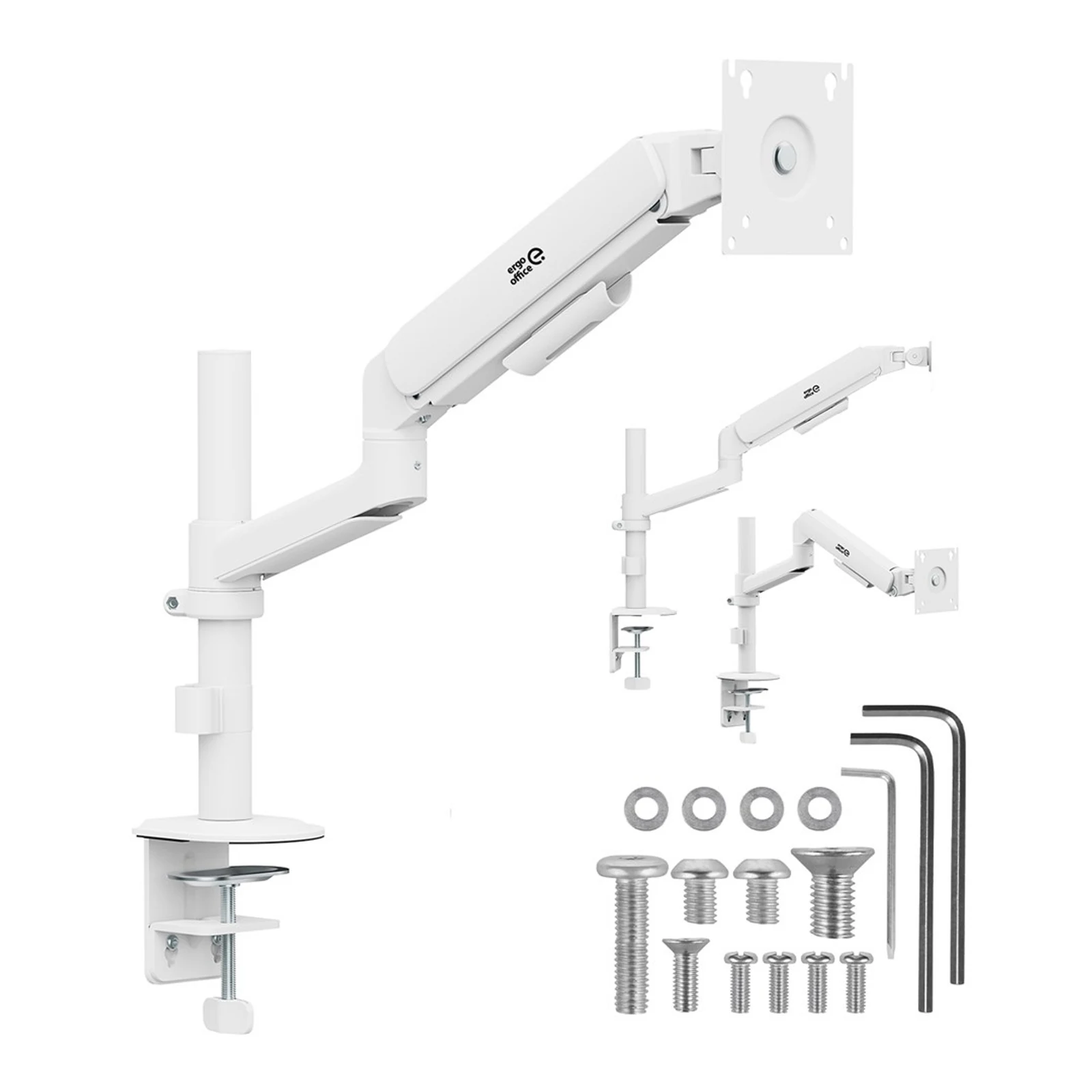 ERGO OFFICE UCHWYT / WIESZAK NA MONITOR SPRĘŻYNA GAZOWA, 17"-32", 1-10KG, BIAŁY MAT, MAX. VESA 100X100 ER-691 W — zdjęcie 1 z 8