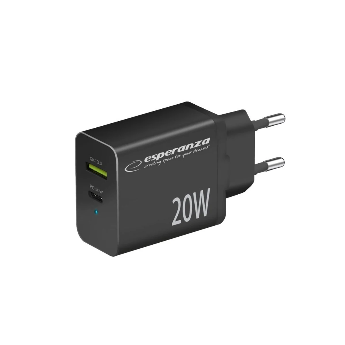 ESPERANZA ŁADOWARKA SIECIOWA 20W CZARNA