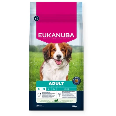 Eukanuba Adult Karma Sucha dla Psów Małych i Średnich Ras, Jagnięcina z Ryżem, 12 kg