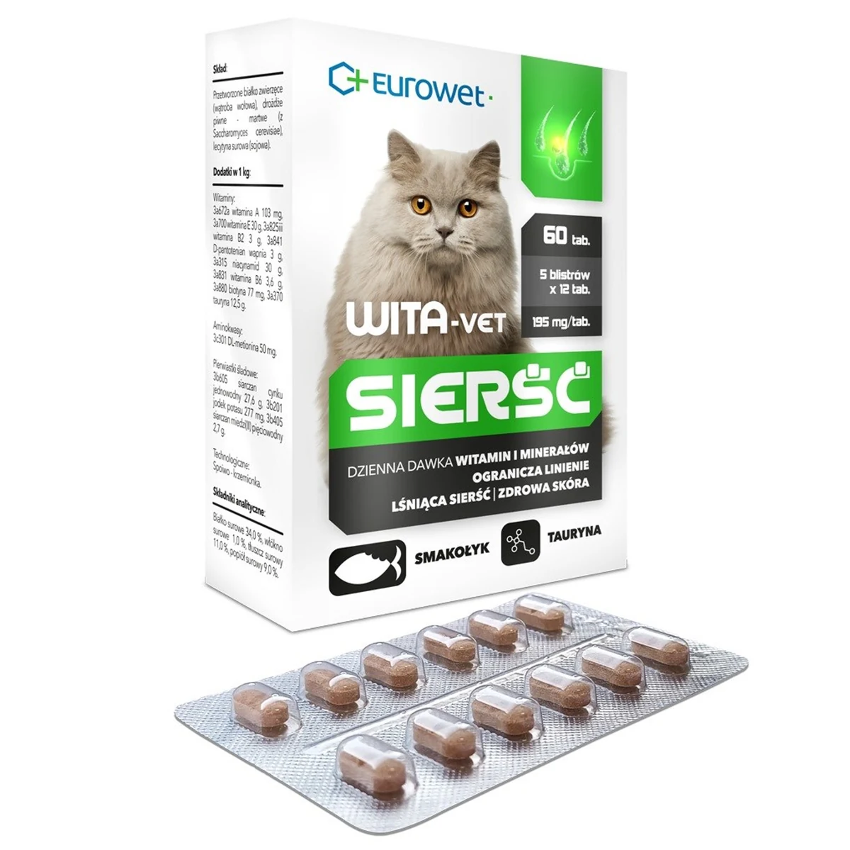 Eurowet Wita-Vet Sierść 60szt/5blistrów dla kota