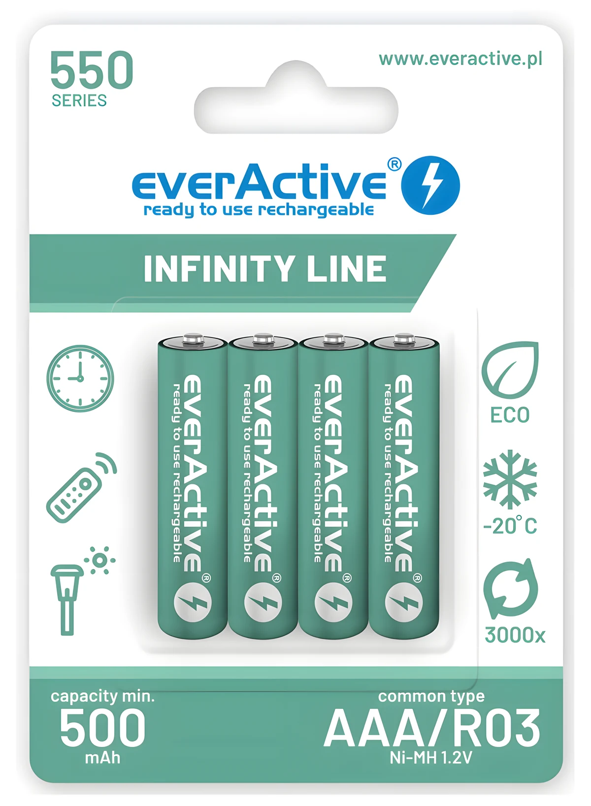 EVERACTIVE Akumulatorki AAA Ni-MH 550 mAh - 4 sztuki
