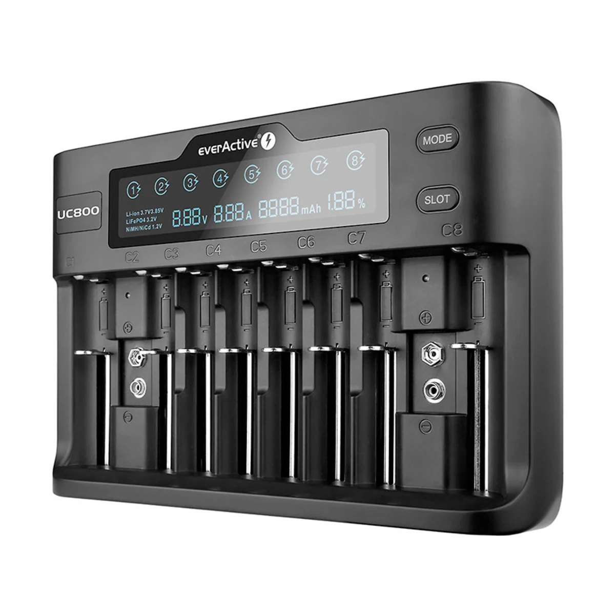 EVERACTIVE UC800 - Ładowarka do 10 baterii LI-ION i NiMH