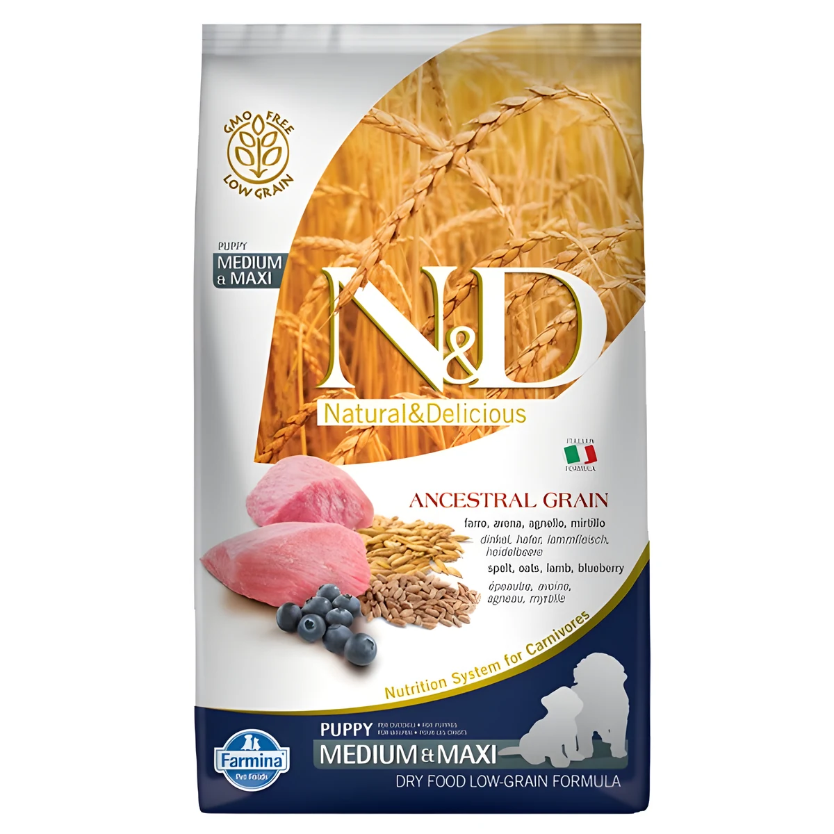 FARMINA N&D Ancestral Grain Lamb & Blueberry Puppy 12kg