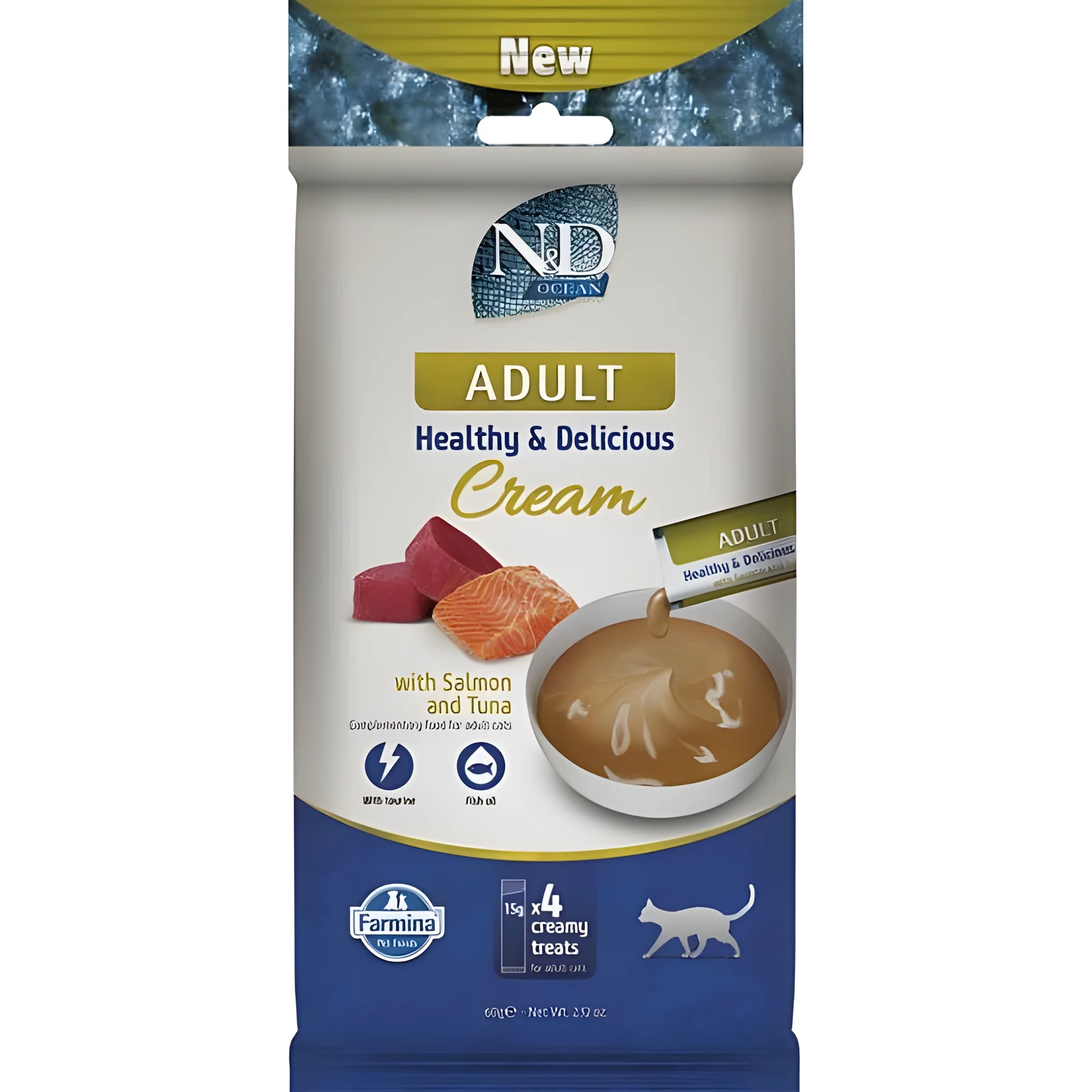 FARMINA N&D OCEAN CAT CREAM WITH SALMON & TUNA ADULT 60gr — zdjęcie 1 z 2