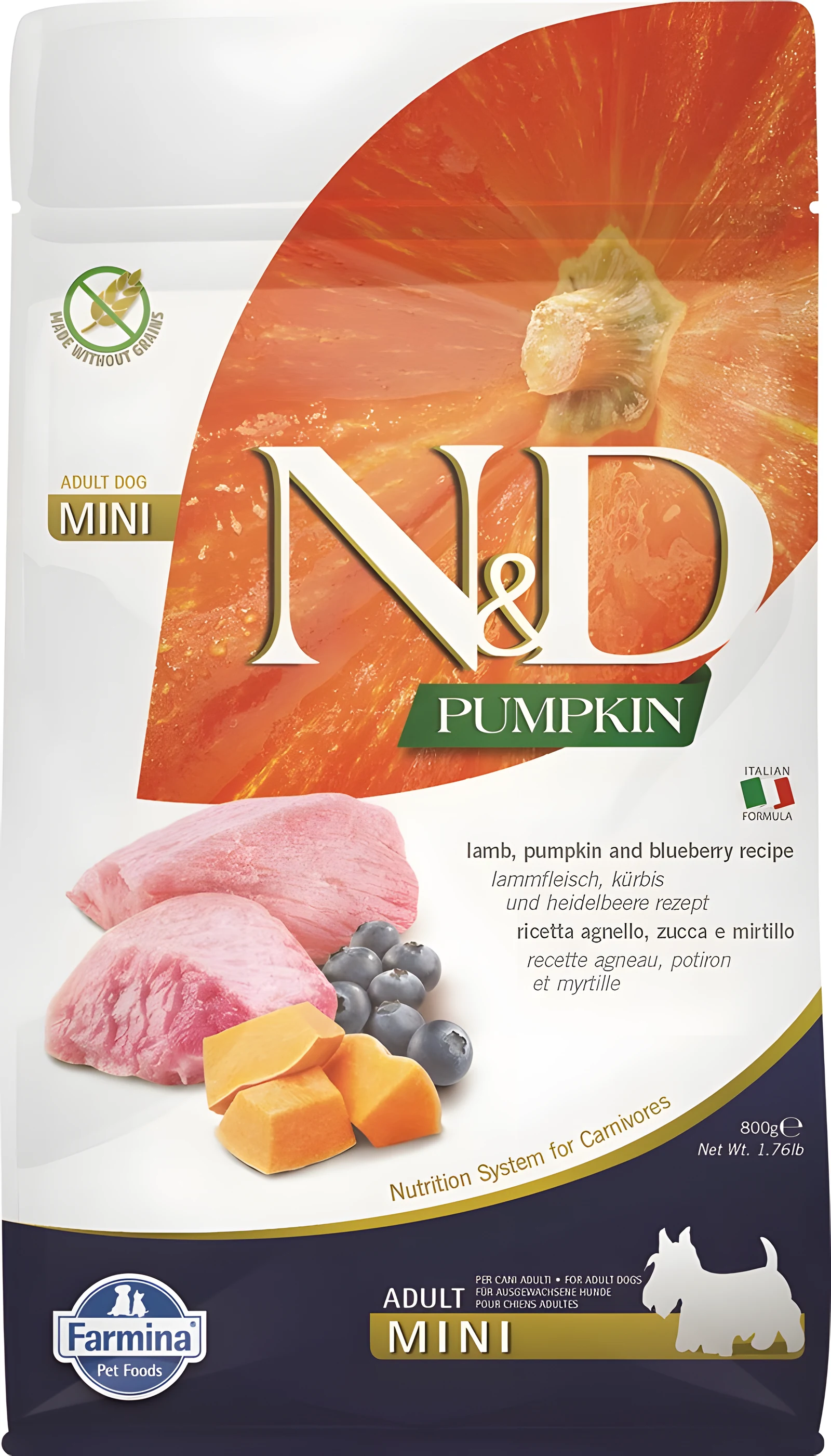 FARMINA N&D Pumpkin Dog Lamb & Blueberry Adult Mini 800g — zdjęcie 1 z 2