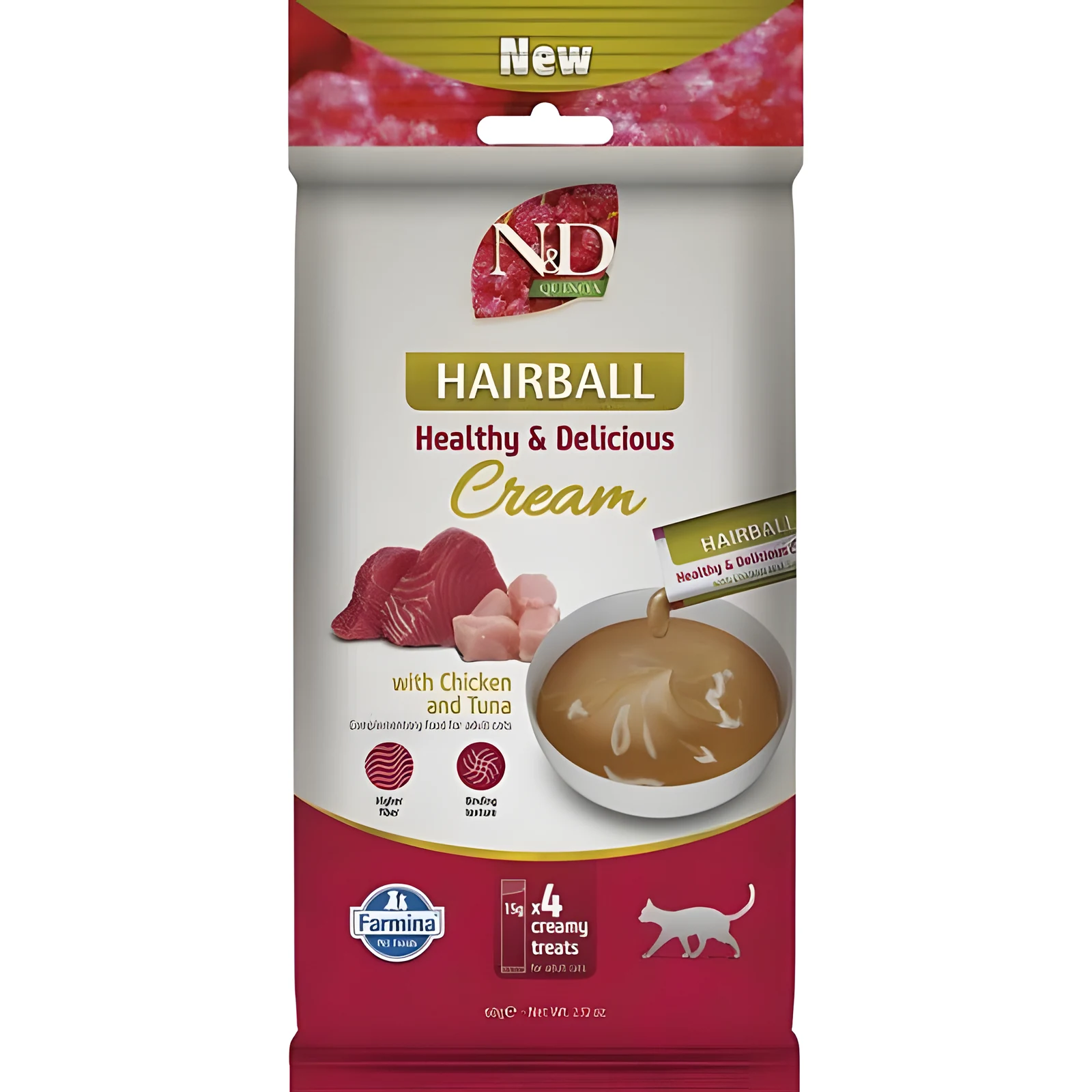 FARMINA N&D QUINOA CAT HAIRBALL CREAM WITH CHICKEN & TUNA 60gr