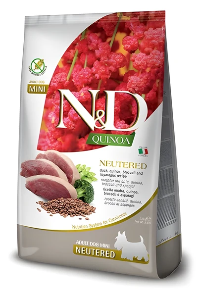 Karma sucha dla dorosłych psów małych ras, sterylizowanych, z kaczką, brokułami i szparagami - 2,5 kg