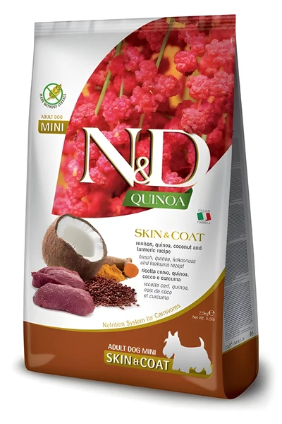 FARMINA N&D Quinoa z Dziczyzną i Kokosem, Karma Sucha dla Dorosłych Psów Małych Ras 2.5 kg