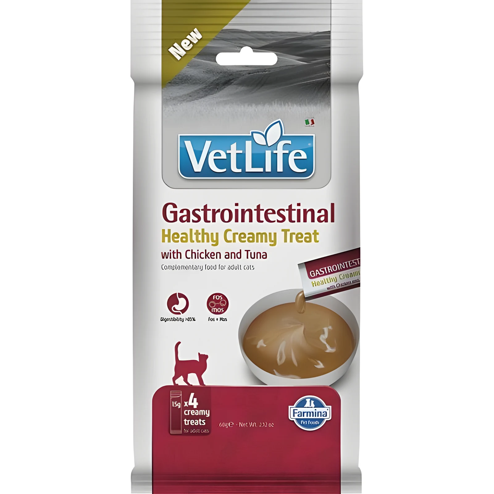 FARMINA VET LIFE CAT GASTROINTESTINAL CREAMY TREAT WITH CHICKEN & TUNA 60gr