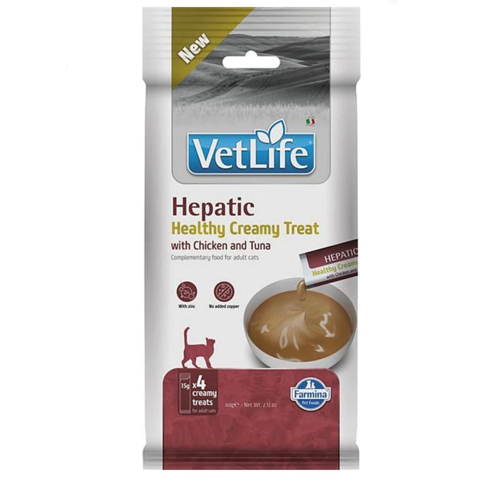 FARMINA VET LIFE CAT HEPATIC CREAMY TREAT WITH CHICKEN & TUNA 60gr