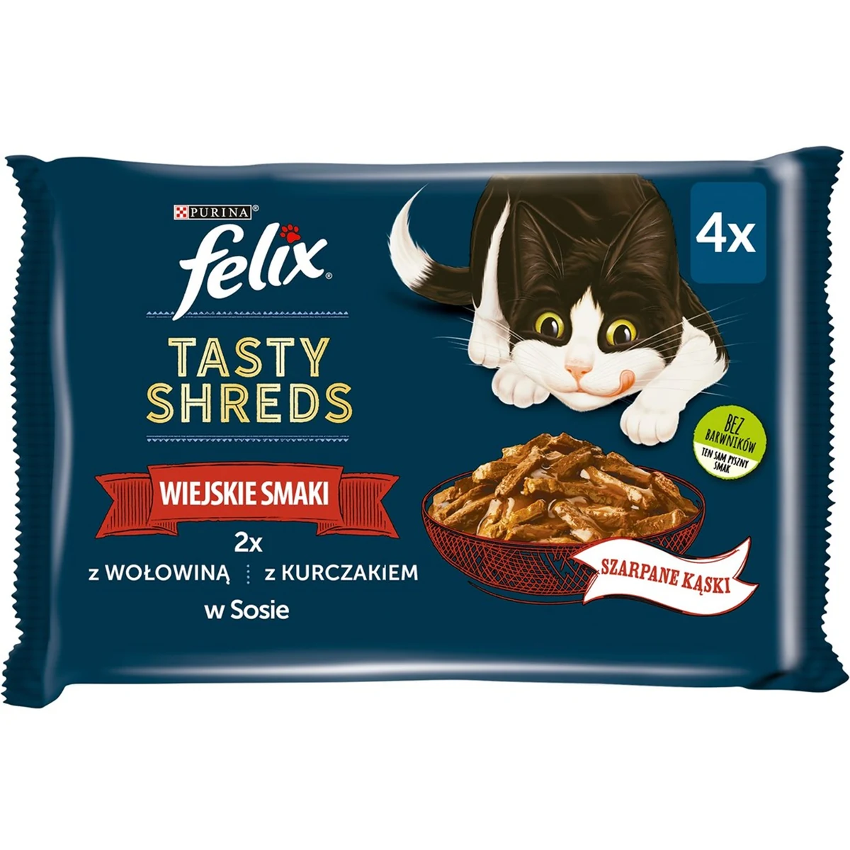FELIX Tasty Shreds z wołowiną i kurczakiem - 4x 80g