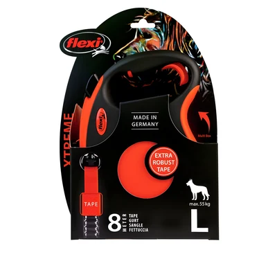Smycz automatyczna Flexi XTREME L - taśma 8m, do 55kg, pomarańczowa