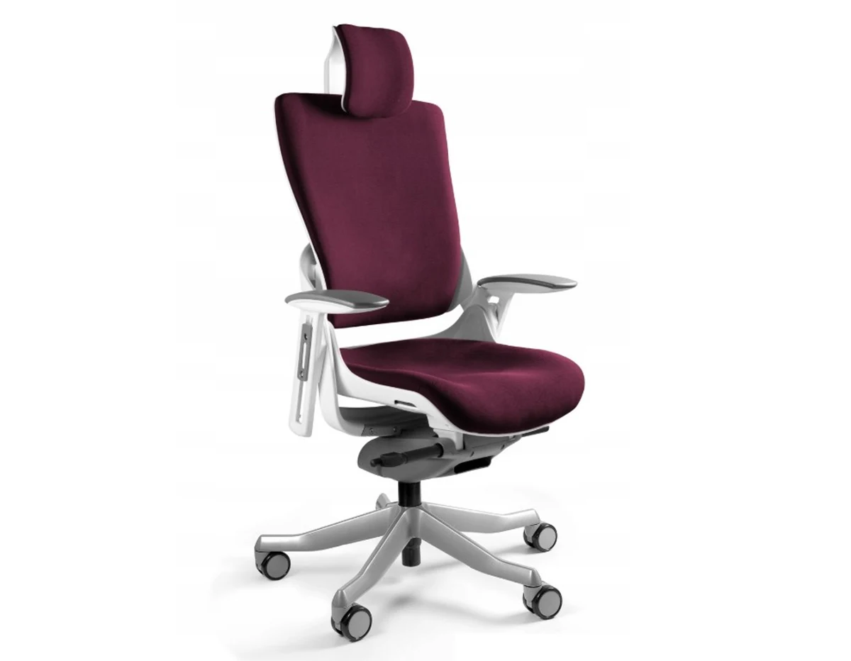 Fotel biurowy Wau 2 BL403 tkanina burgundy/biały