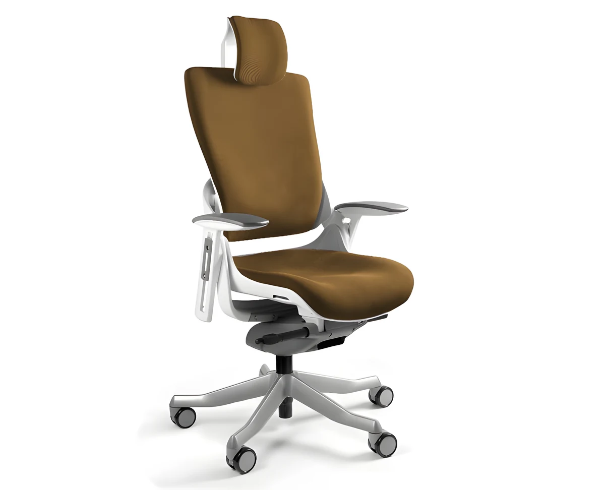 Fotel biurowy Wau 2 BL408 tkanina khaki/biały