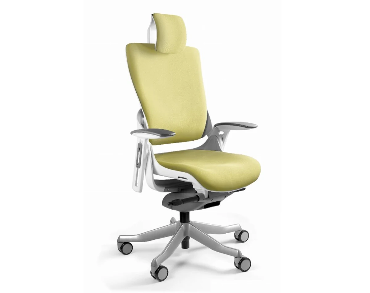 Fotel biurowy Wau 2 BL410 tkanina mustard/biały