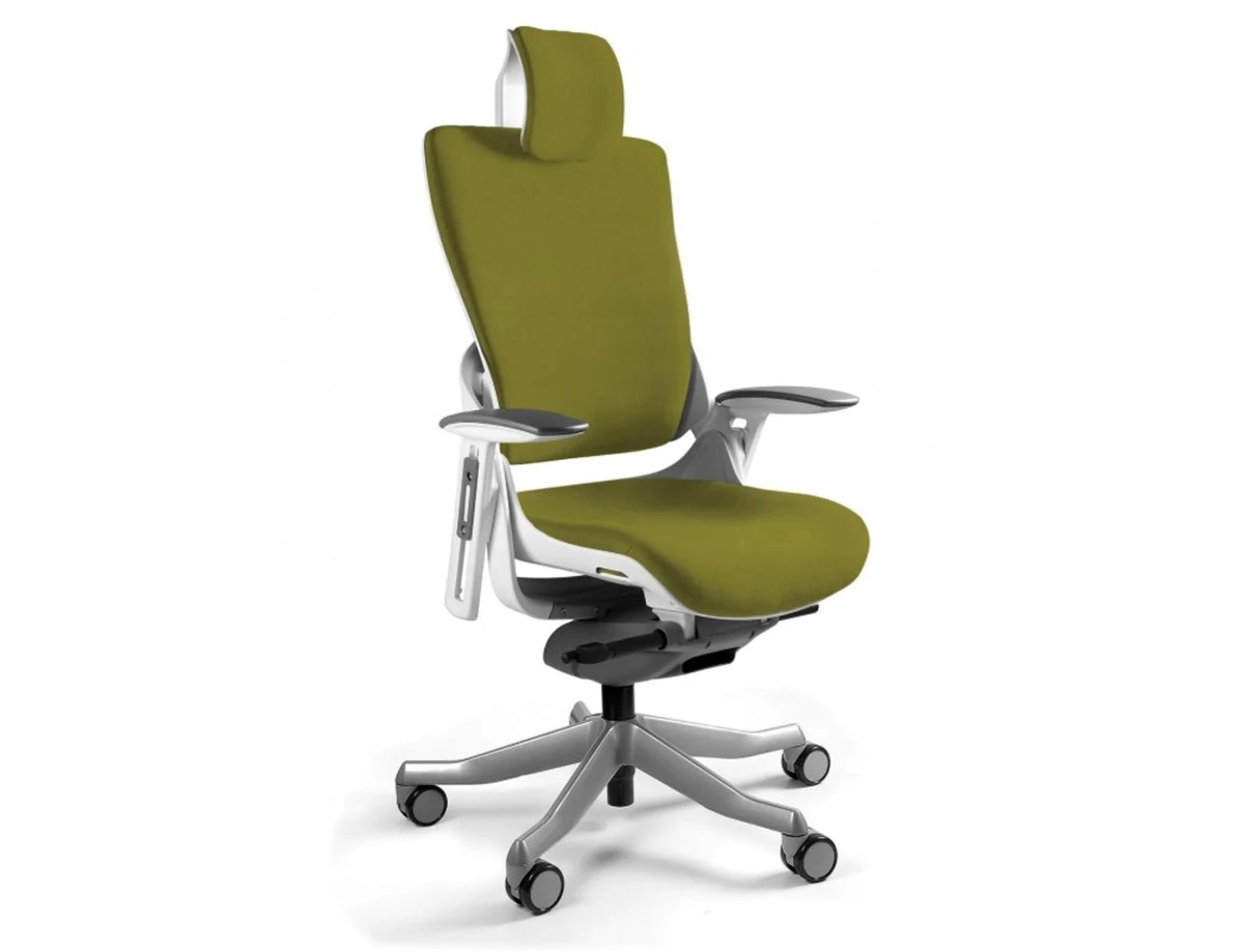 Fotel biurowy Wau 2 BL411 tkanina olive/biały