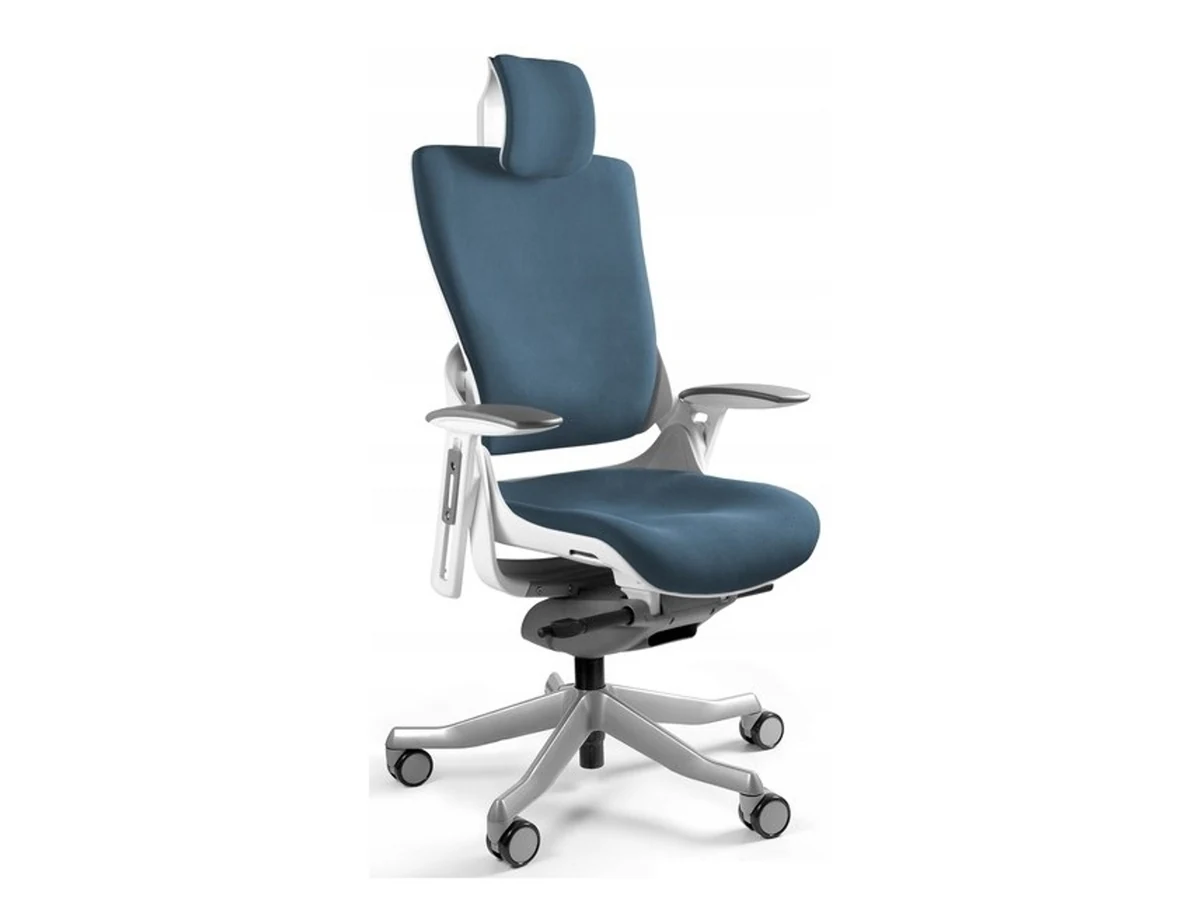 Fotel biurowy Wau 2 BL414 tkanina steelblue/biały