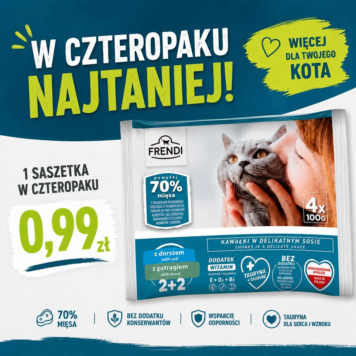 Frendi dorsz i pstrąg w sosie mokra karma dla kota 4x100g