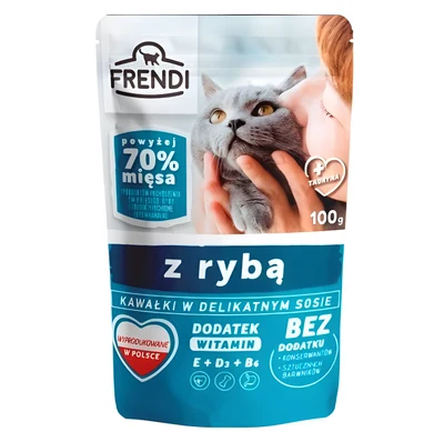 Mokra karma dla psa Frendi - Kawałki w sosie z rybą, 100 g