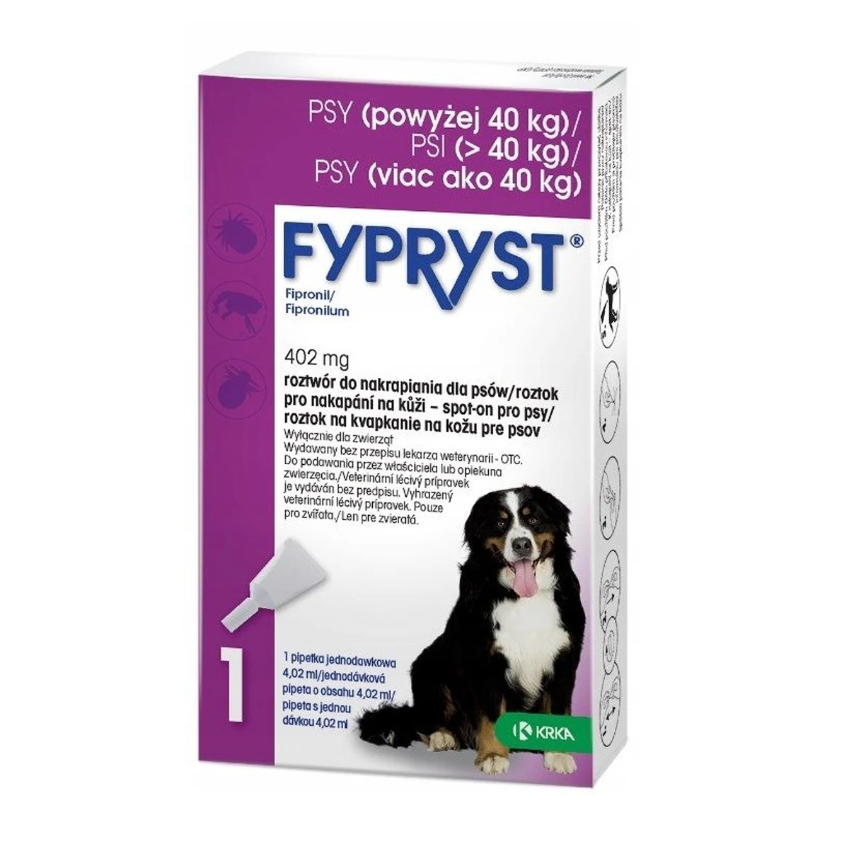 Fypryst 402 mg dla psa 40-60 kg, 1 pipeta