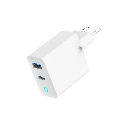 Ładowarka sieciowa Gembird 2-portowa, szybkie ładowanie (PD), USB-A + USB-C, 30W, wskaźnik LED, biała