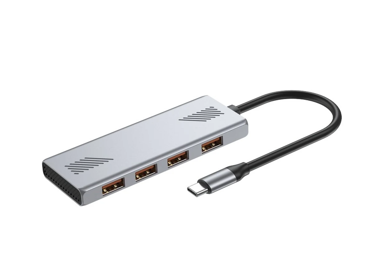 GEMBIRD 4-PORTOWY HUB USB 3.2 TYPU C SZARY