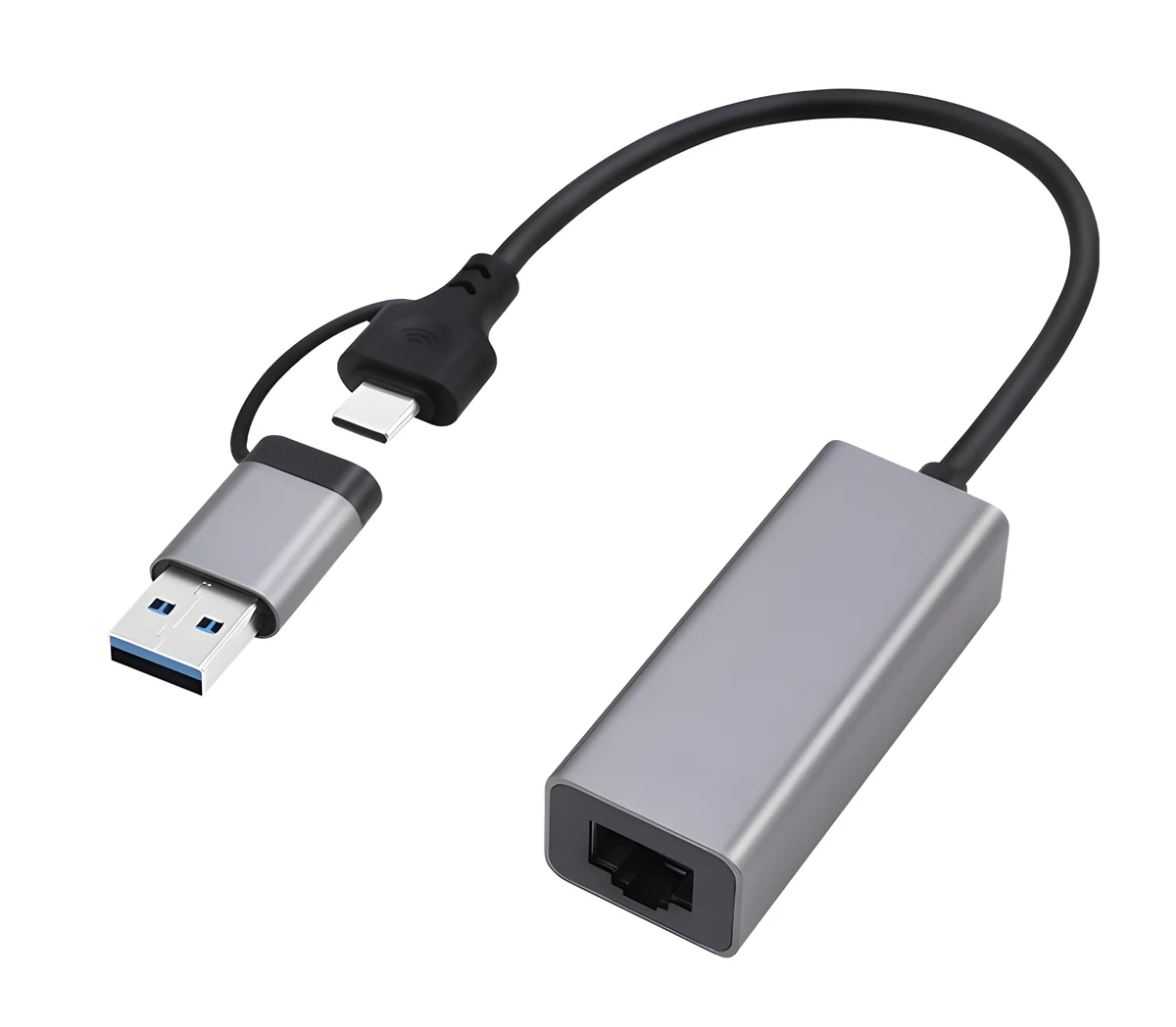 Adapter Gembird USB-C + USB 3.1 do LAN RJ45, 15 cm