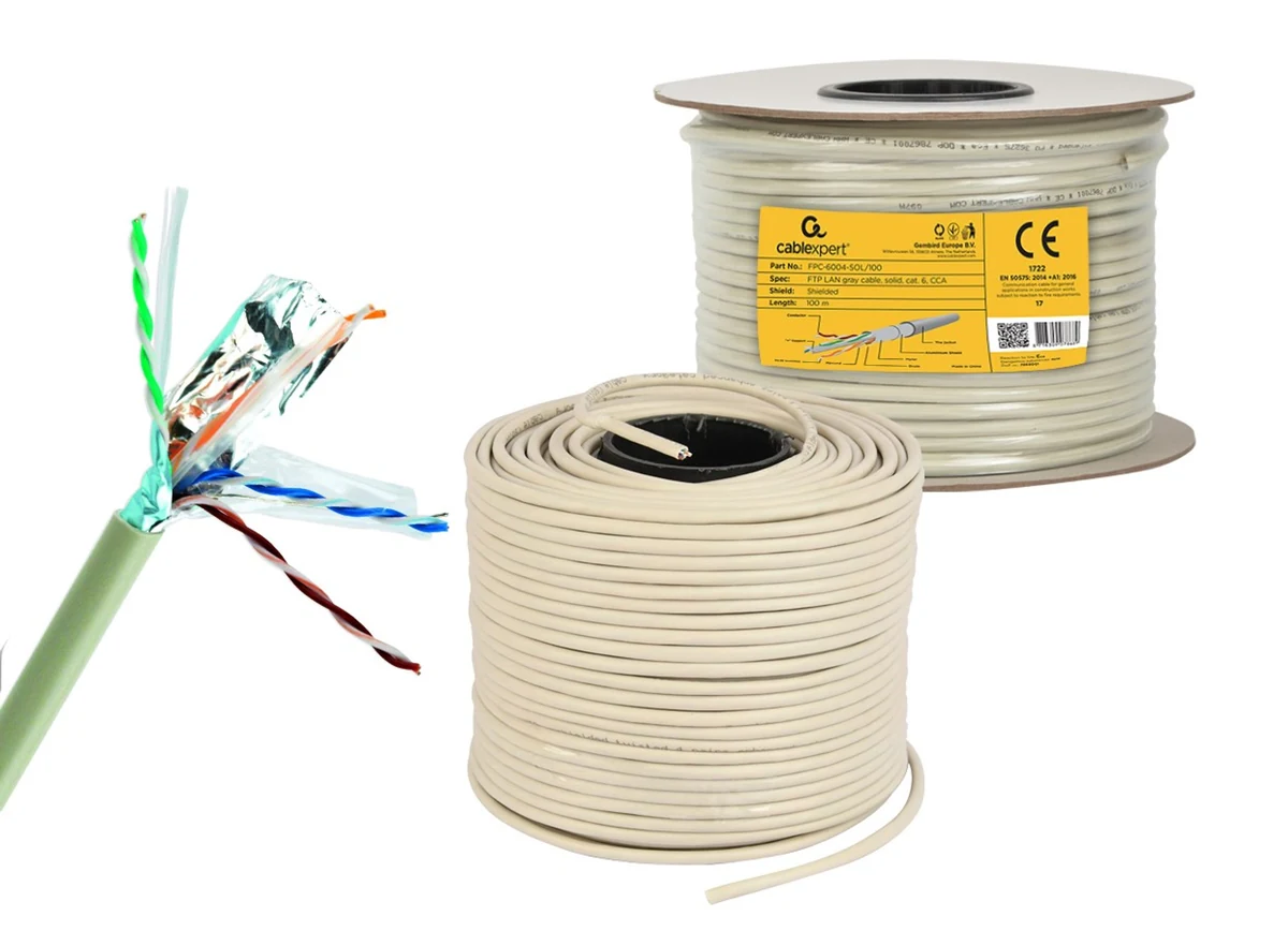 Kabel sieciowy Gembird FPC-6004-SOL/100, 100m, Kategoria 6
