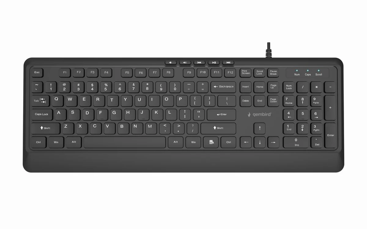 GEMBIRD KLAWIATURA PRZEWODOWA SLIM, 5 HOTKEYS, CZARNA