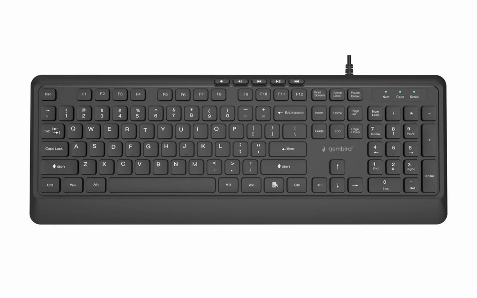 GEMBIRD KLAWIATURA PRZEWODOWA SLIM, 5 HOTKEYS, CZARNA — zdjęcie 1 z 6